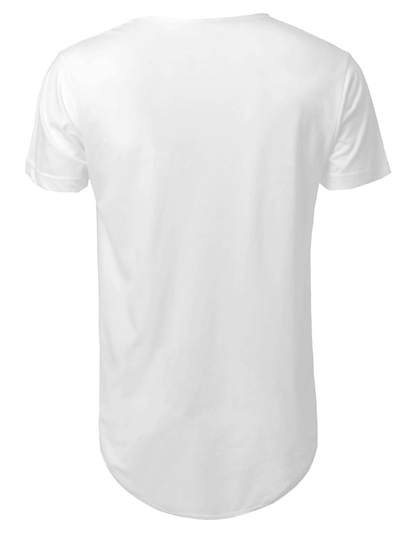 Hat and Beyond Mens Hipster Curve Hem Droptail Tee Premium Longline T Shirts (Small, 1hc01_White) - Image 3